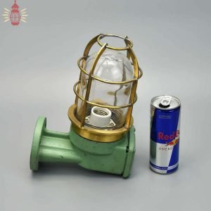 Authentic Fibre Bulkhead Light with Brass Cage - Vintage Nautical Salvage