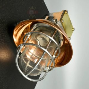 - SL 13133 1 Vintage Aluminium Bulkhead Light with Copper Shade – Salvaged Nautical Wall Light