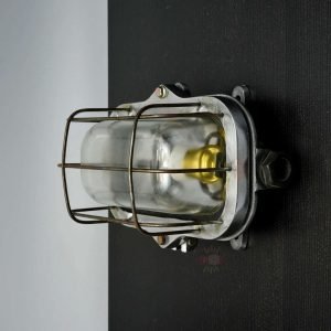 - SL 13356 2 Authentic Vintage Aluminium Bulkhead Light – Salvaged Ship Dome Wall Sconce