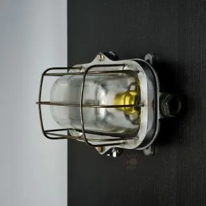 Authentic Vintage Aluminium Bulkhead Light – Salvaged Ship Dome Wall Sconce