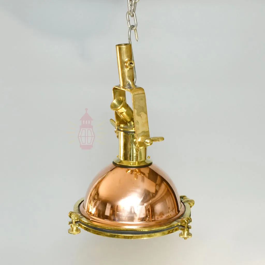 - SL 138 1 Handcrafted Wiska Copper and Brass Nautical Beehive Pendant Light