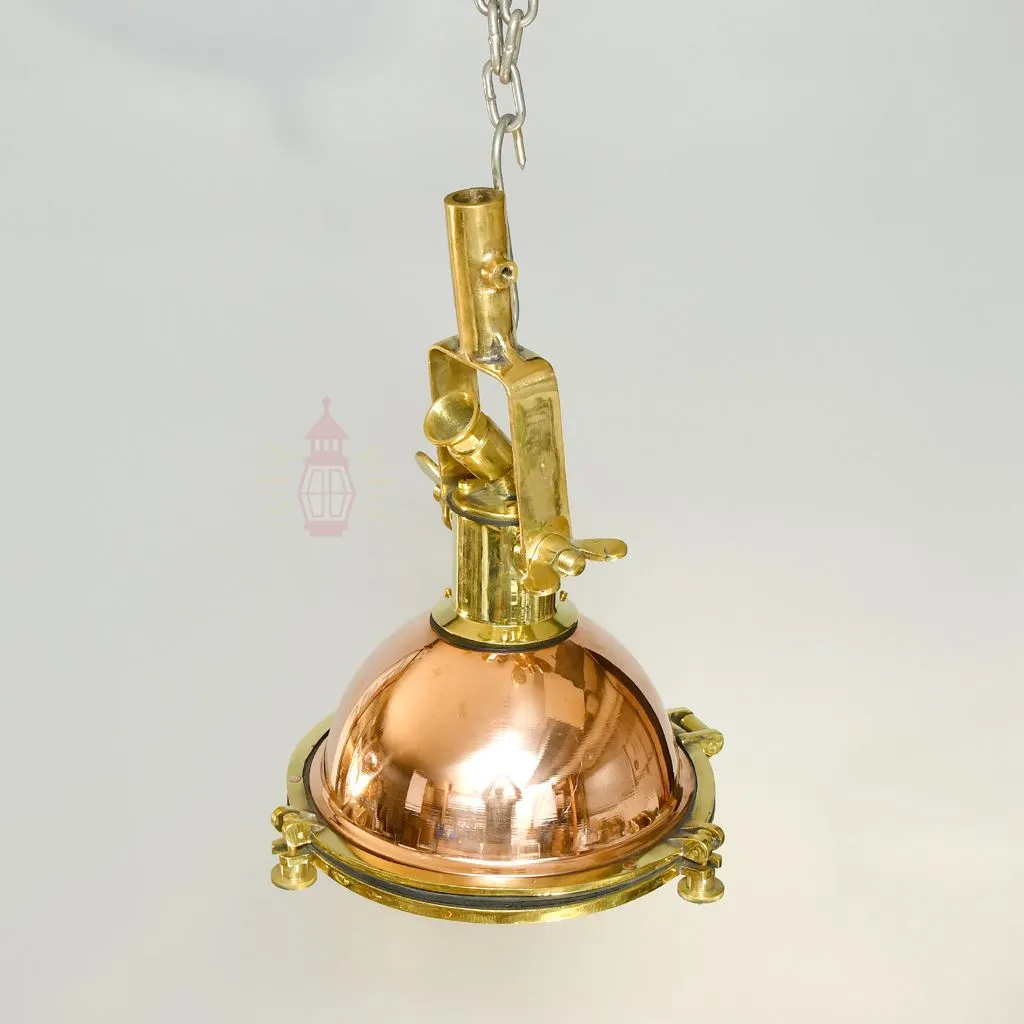 - SL 138 2 Handcrafted Wiska Copper and Brass Nautical Beehive Pendant Light