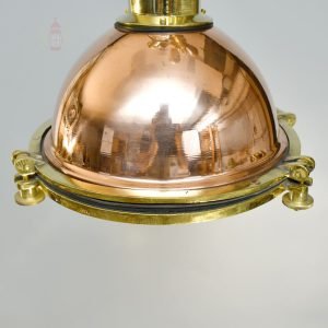 Handcrafted Wiska Copper and Brass Nautical Beehive Pendant Light