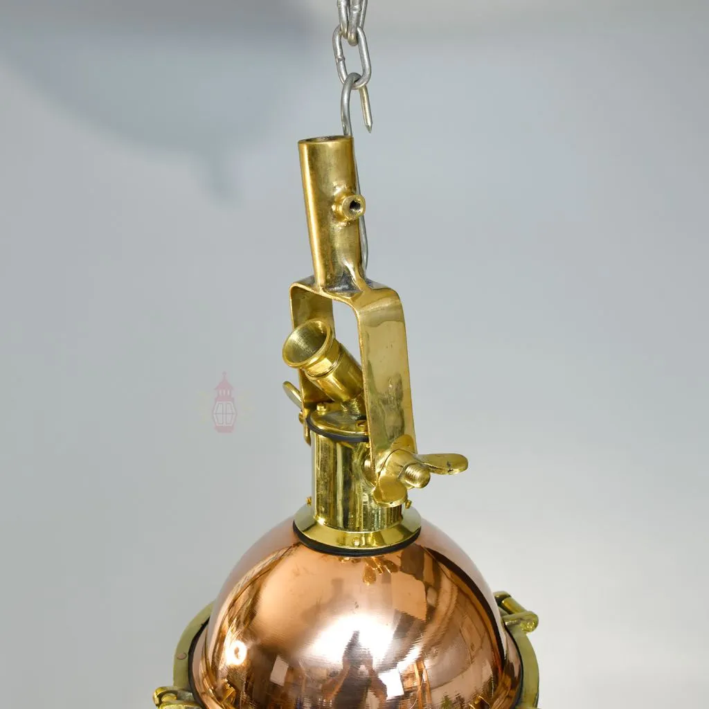 - SL 138 4 Handcrafted Wiska Copper and Brass Nautical Beehive Pendant Light