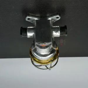 - SL 316 1 Authentic Vintage Aluminium Nautical Wall Light with Brass Cage