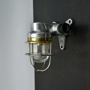 - SL 316 4 Authentic Vintage Aluminium Nautical Wall Light with Brass Cage
