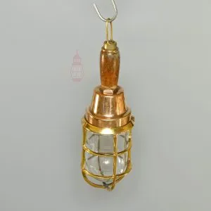 - SL 379 2 Vintage Brass and Wood Nautical Hand Light – Salvaged Ship Portable Lamp