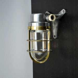 - SL 382 4 Vintage Brass Caged Post Light with Aluminium Mount – Nautical Passageway Sconce