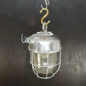 Vintage Aluminium Cage Pendant Light Nautical
