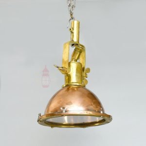 Handcrafted Wiska Copper and Brass Nautical Beehive Pendant Light