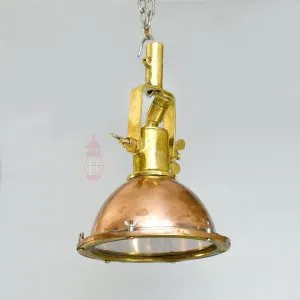 - DSC 2860 Handcrafted Wiska Copper and Brass Nautical Beehive Pendant Light