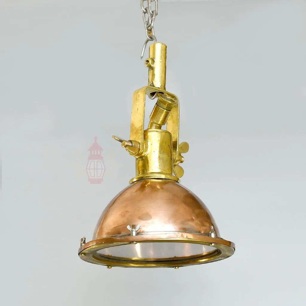 - DSC 2860 Handcrafted Wiska Copper and Brass Nautical Beehive Pendant Light