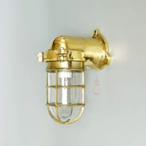 Nautical Brass Bulkhead Wall Lantern – Heavy Brass