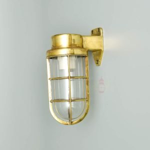 Vintage Brass Nautical Passage Light – Clear Glass Wall Mount
