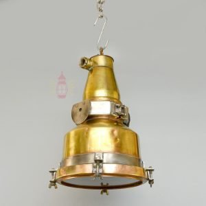 - SL 10776 4 Authentic Vintage Large Brass Nautical Cargo Deck Hanging Lamp