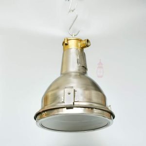 Authentic Vintage Brass Hook Stainless Steel Cargo Pendant Light