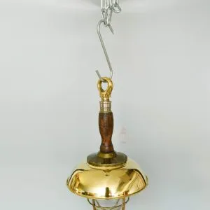 - SL 11005 2 Authentic Vintage Wooden Pendant Light with Brass Shade – Nautical Salvage