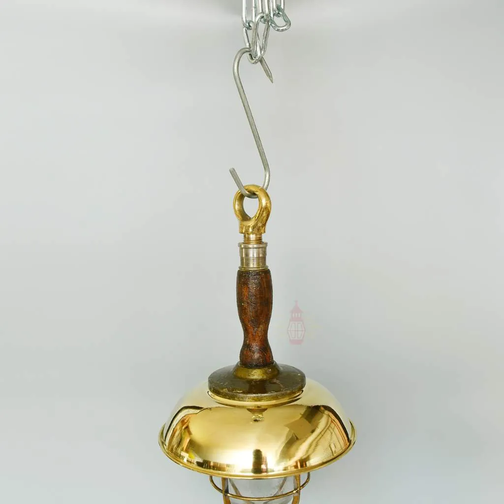 - SL 11005 2 Authentic Vintage Wooden Pendant Light with Brass Shade – Nautical Salvage