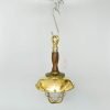 Authentic Vintage Wooden Pendant Light with Brass Shade – Nautical Salvage