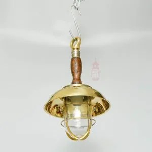 - SL 11005 4 Authentic Vintage Wooden Pendant Light with Brass Shade – Nautical Salvage