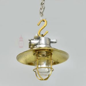 - SL 11011 4 Authentic Vintage Aluminium Nautical Pendant Light with Brass Shade