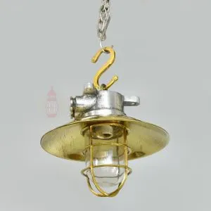 - SL 11011 4 Authentic Vintage Aluminium Nautical Pendant Light with Brass Shade