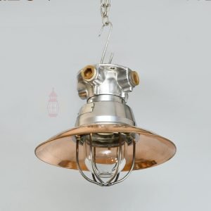 Authentic Vintage Aluminium Pendant Light with Copper Shade – Nautical Salvage