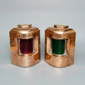 Authentic Vintage Copper Port and Starboard Navigation Lamp from Hamburg