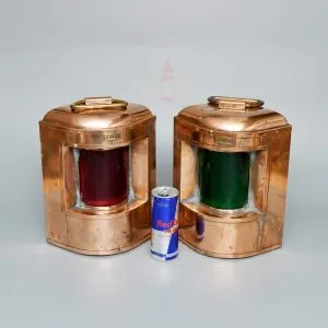 - SL 11021 2 Authentic Vintage Copper Port and Starboard Navigation Lamp from Hamburg