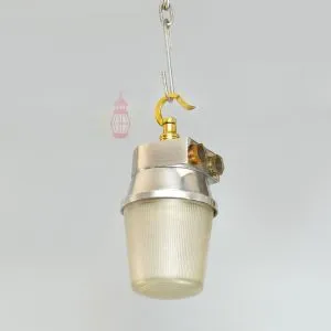 - SL 11743 4 Authentic Vintage Polished Aluminium Nautical Pendant Light with Brass Hook