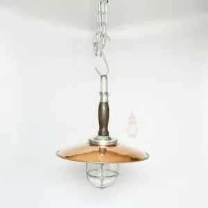 - SL 11747 1 Authentic Vintage Aluminium Nautical Pendant Light with Copper Shade