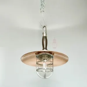 - SL 11747 4 Authentic Vintage Aluminium Nautical Pendant Light with Copper Shade