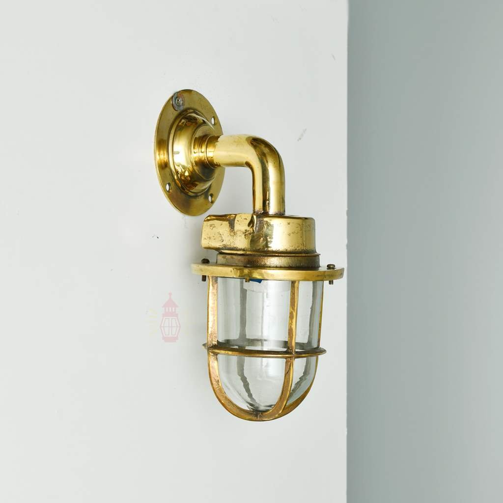 - SL 11785 1 Authentic Vintage Polished Brass 90 Degree Nautical Wall Ligh