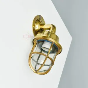 - SL 11785 2 Authentic Vintage Polished Brass 90 Degree Nautical Wall Ligh