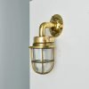 Authentic Vintage Polished Brass 90 Degree Nautical Wall Ligh