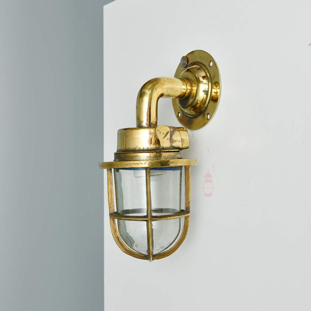 - SL 11785 5 Authentic Vintage Polished Brass 90 Degree Nautical Wall Ligh