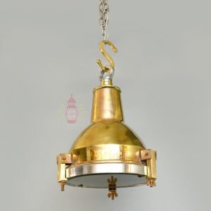 Authentic Vintage Polished Brass Cargo Pendant Light