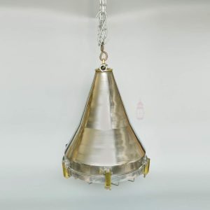 Authentic Large Vintage Stainless Steel Nautical Pendant Light