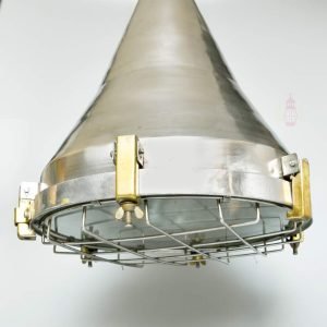 Authentic Large Vintage Stainless Steel Nautical Pendant Light