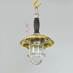 - SL 11806 5 Authentic Vintage Brass Hanging Lamp with Handle and Shade – Nautical Salvage