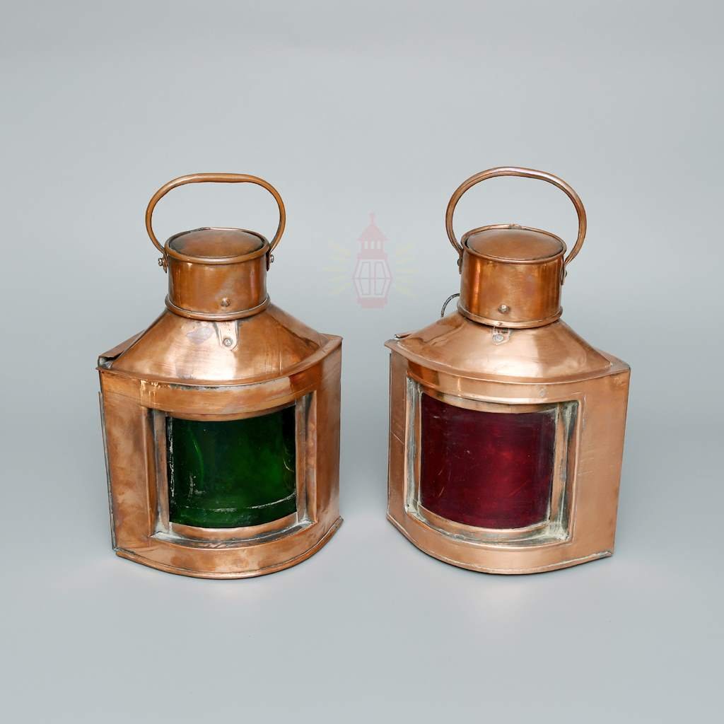 - SL 11810 1 Authentic Polished Copper Port and Starboard Lanterns Pair – Vintage Nautical Oil Lamps