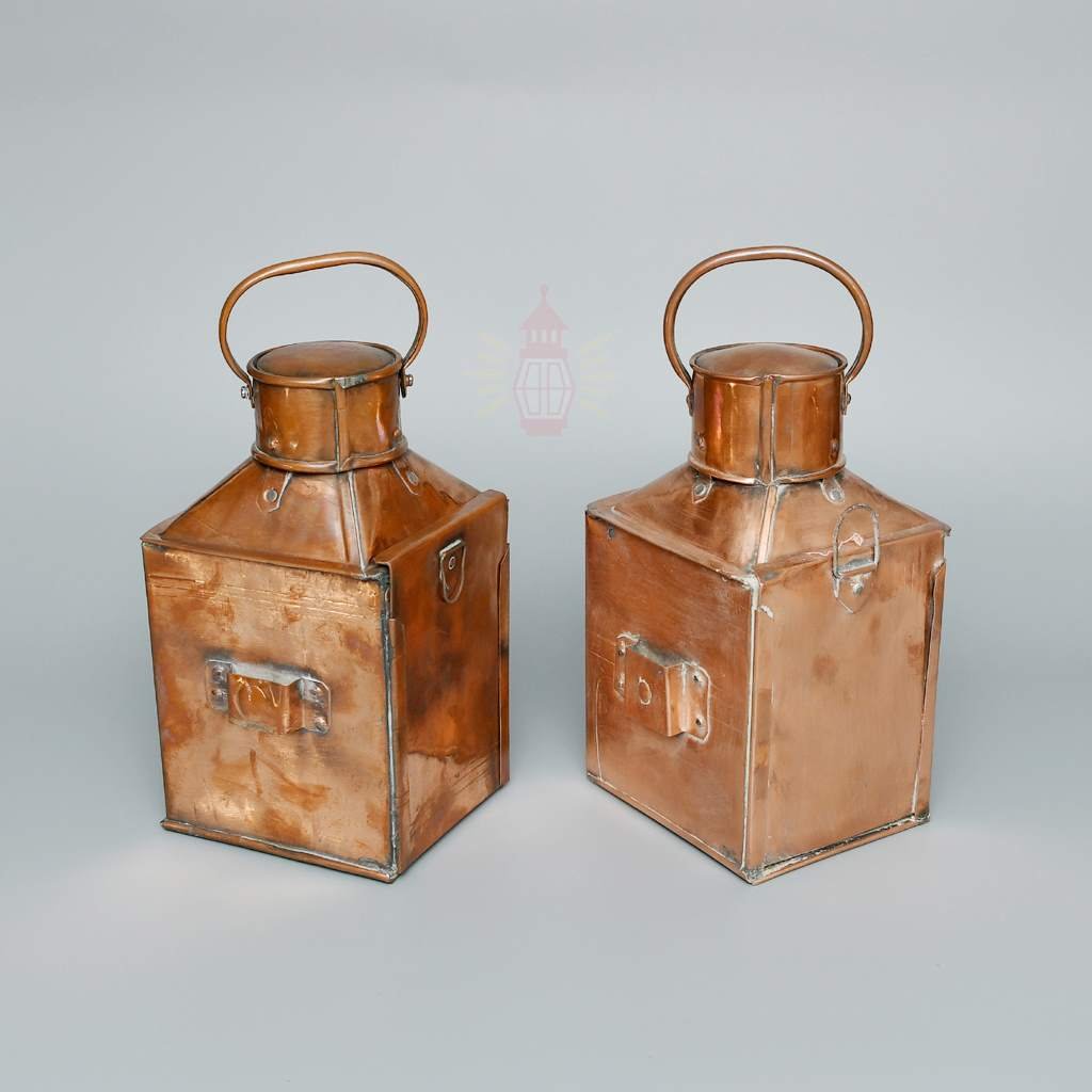 - SL 11810 2 Authentic Polished Copper Port and Starboard Lanterns Pair – Vintage Nautical Oil Lamps