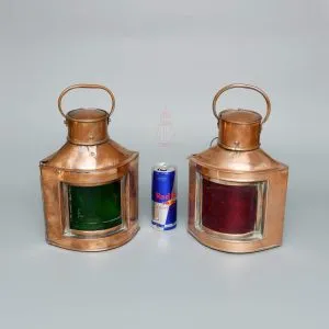 Authentic Polished Copper Port and Starboard Lanterns Pair – Vintage Nautical Oil Lamps