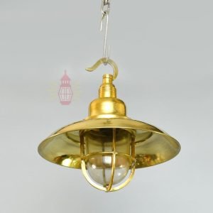 Authentic Vintage Wiska Brass Pendant Light with Shade