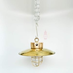 Authentic Vintage Bronze Pendant Light with Brass Shade – Nautical Salvage