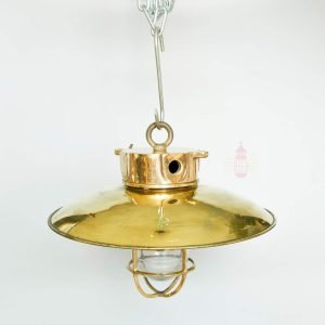 Authentic Vintage Bronze Pendant Light with Brass Shade – Nautical Salvage