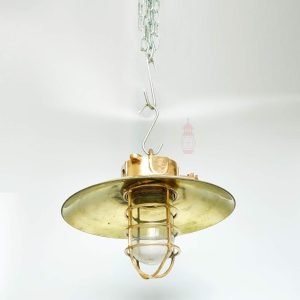 Authentic Vintage Bronze Pendant Light with Brass Shade – Nautical Salvage