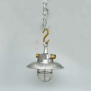 - SL 11835 1 Authentic Vintage Aluminium Pendant Light with Brass – Nautical Hanging Salvage