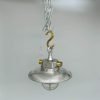 Authentic Vintage Aluminium Pendant Light with Brass – Nautical Hanging Salvage