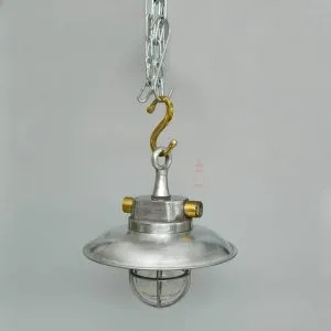 - SL 11835 3 Authentic Vintage Aluminium Pendant Light with Brass – Nautical Hanging Salvage